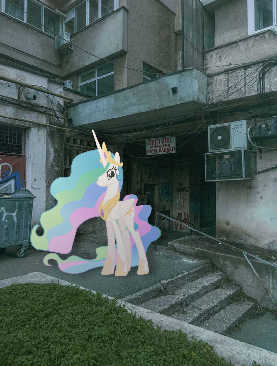 Celestia in courtyard
